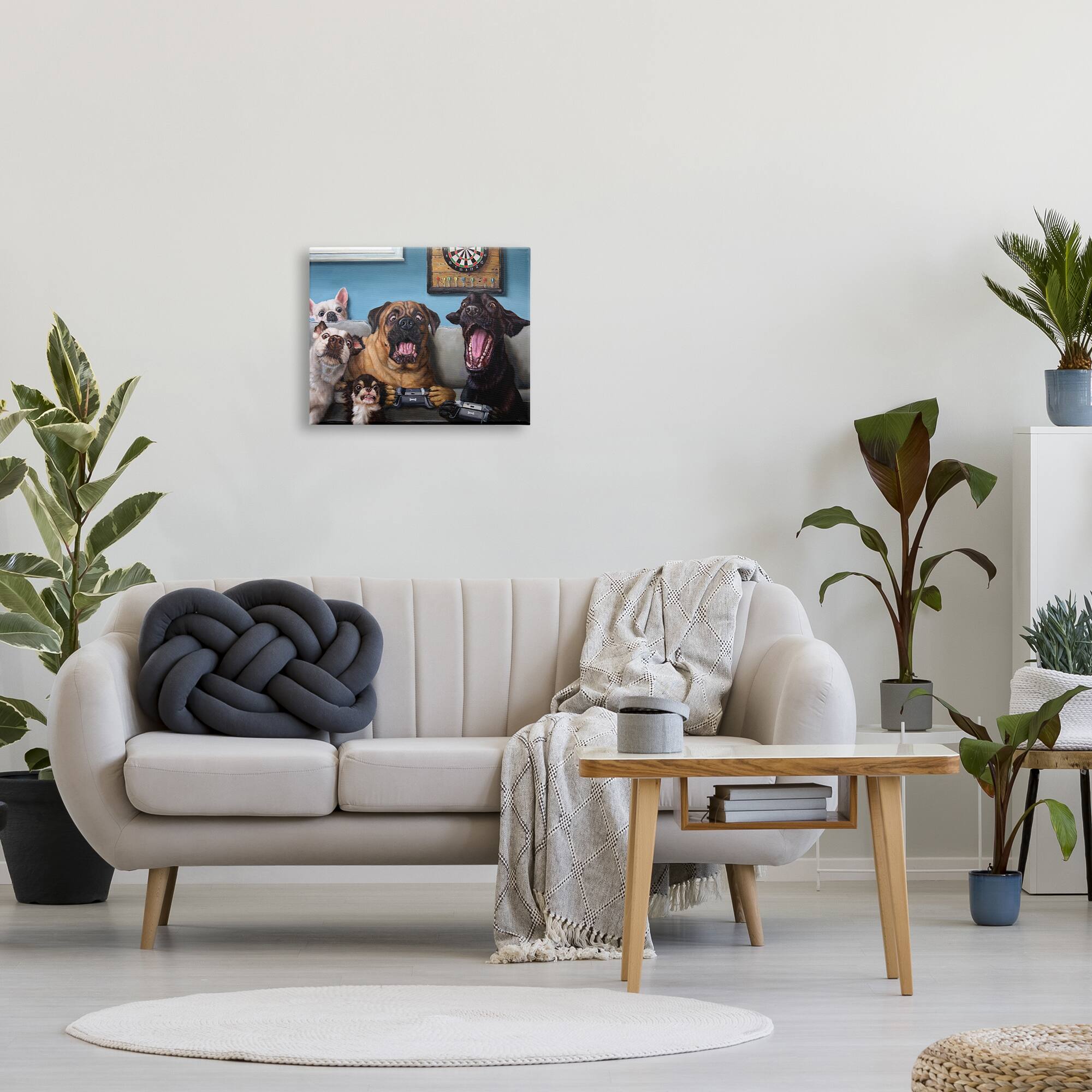 Stupell Industries Funny Dogs Playing Video Games Livingroom Pet Portrait Canvas Wall Art